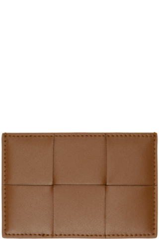 Bottega Veneta: Brown Cassette Credit Card Holder | SSENSE