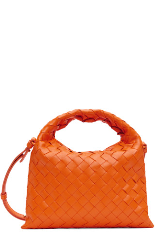 Bottega Veneta: Orange Mini Hop Bag | SSENSE Bottega Veneta: Orange Mini Hop Bag | SSENSE
