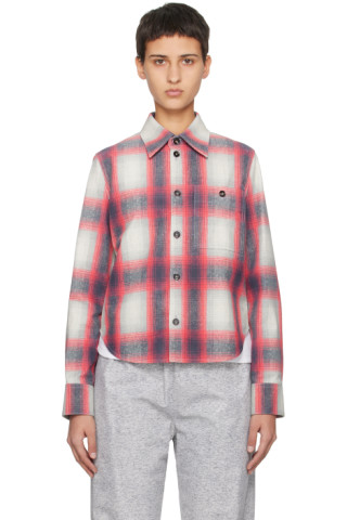 Joseph Red Brushed Check Shirt With Bow Tie