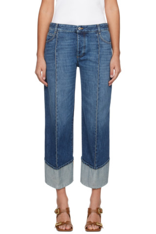 ボトムスその他 BOTTEGA VENETA Women Clothing 814214V4XP04246 Blue Bottega Veneta: Blue Curved Shape Jeans | SSENSE