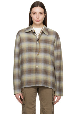 Our legacy グリーンandブラウンチェックシャツ