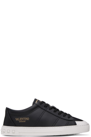 Valentino Garavani★トープカーフスキン Cityplanet スニーカー Valentino Garavaniのブラック カーフスキン CityPlanet
