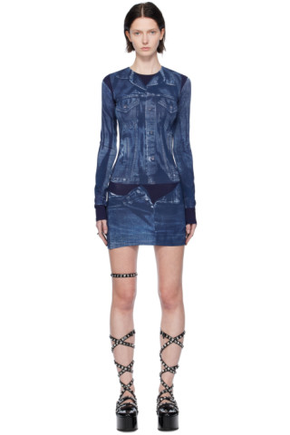 Jean Paul gaultier トロンプルイユ　ミニドレス Jean Paul Gaultierのネイビー トロンプルイユ ミニドレスがセール中