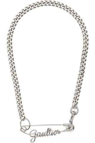 Jean Paul Gaultier: Silver 'The Gaultier Safety Pin' Necklace | SSENSE