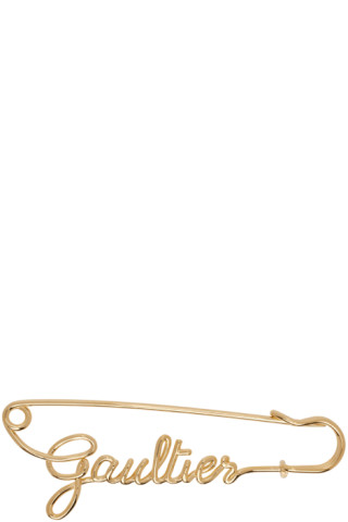 Jean Paul Gaultier: Gold 'The Gaultier Safety Pin' Brooch | SSENSE