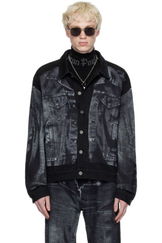 Jean Paul Gaultier: Black Printed Denim Jacket | SSENSE