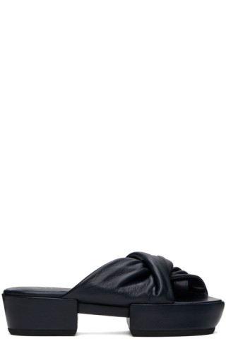 【ISSEI MIYAKE】 leather sandals black 43 ISSEY MIYAKE Black Twist Sandals Issey Miyake Men