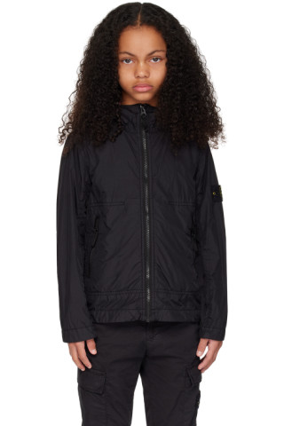 STONE  JUNIOR フードジャケット Stone Island Juniorのキッズ｜グリーン ロゴパッチ ジャケット