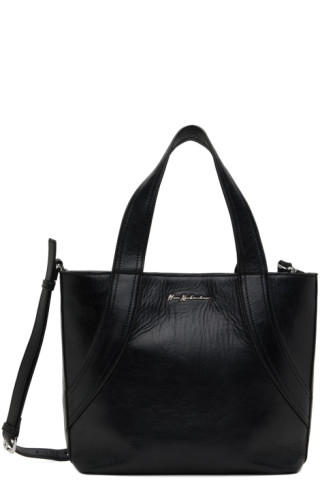 Han Kjobenhavn: Black Crinkle Leather Small Tote | SSENSE