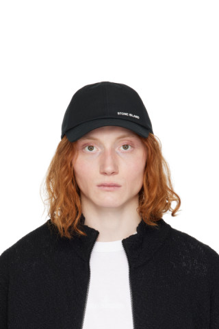 Stone Island: Black Bonded Cap | SSENSE