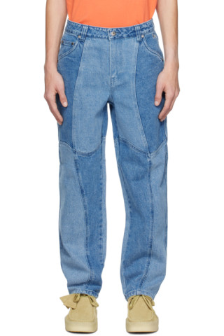 Dime: Blue Blocked Jeans | SSENSE Canada