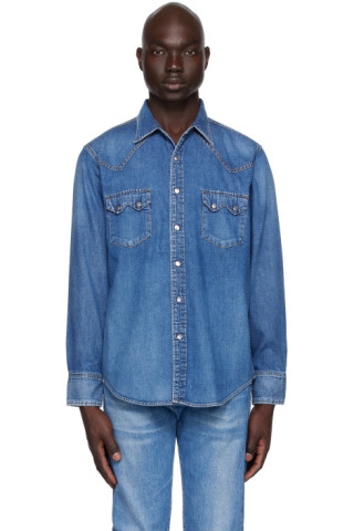 The Letters: Blue Classic Western Denim Shirt | SSENSE