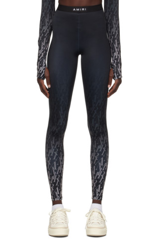 Black Logo-jacquard stretch-knit leggings, Amiri