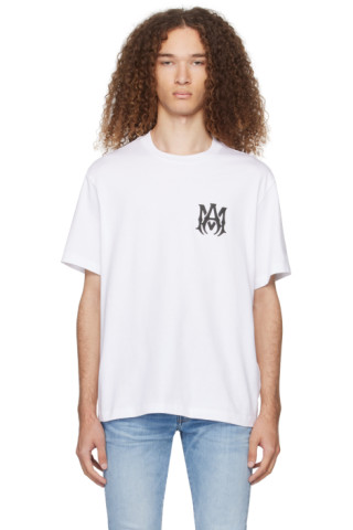 【関税込み】AMIRI ホワイト MA刺繍 ベビーTシャツ AMIRI: ホワイト MA Tシャツ | SSENSE 日本
