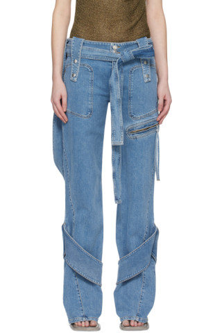 Blumarine: Blue Layered Jeans | SSENSE