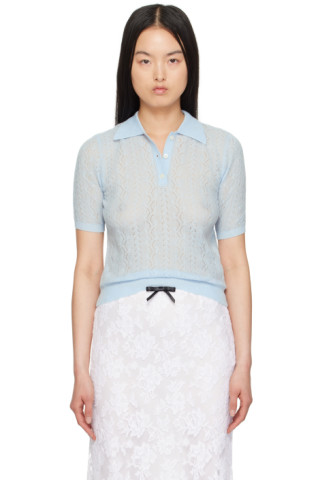 SHUSHU/TONG: Blue Embroidered Polo | SSENSE