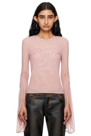 【関税込み】Blumarine ピンク ラインストーン 長袖トップス 241901F110030_1.jpg