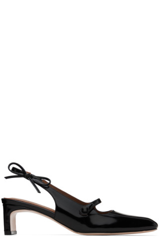 Black Side Bow Square Toe Heels by SHUSHU/TONG on Sale Black Side Bow Square Toe Heels by SHUSHU/TONG on Sale