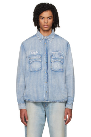 Rhude: Blue Automobili Lamborghini Edition Denim Shirt | SSENSE