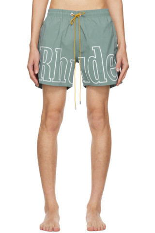 Green Printed Swim Shorts by Rhude on Sale Green Printed Swim Shorts by Rhude on Sale