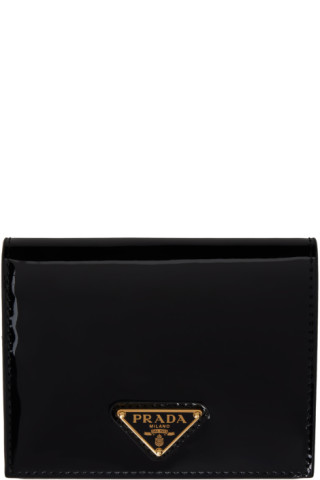 Prada Black Small Plaque Wallet SSENSE Canada