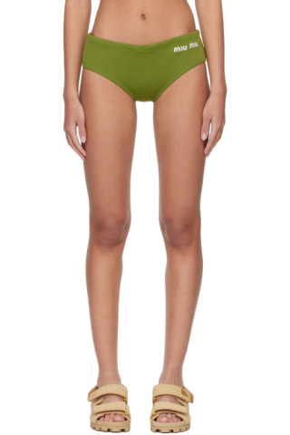 MiuMiu Technical Knit Swimsuit Bottom スイム ボトム ロゴ Miu Miu technical-knit Swimsuit | Red | FARFETCH CA