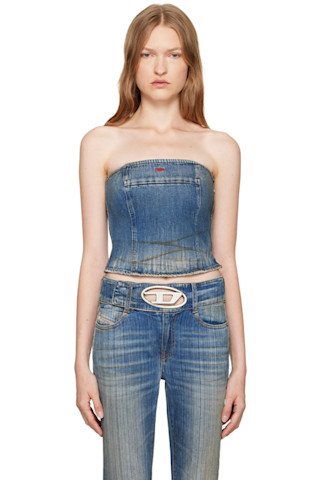 Blue De-Ville Tube Top by Diesel on Sale