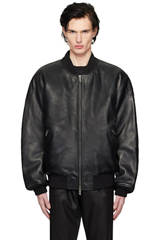 Diesel: ブラック L-Khan レザー ボンバージャケット | SSENSE 日本 Diesel: ブラック L-Khan レザー ボンバージャケット | SSENSE 日本