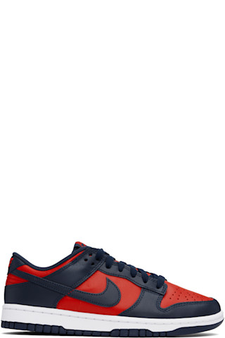 Red & Navy Dunk Low Retro Sneakers by Nike on Sale Red & Navy Dunk Low Retro Sneakers by Nike on Sale