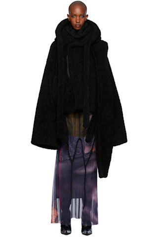 【正規店出品】OTTOLINGER WRAP TEDDY LONG COAT BLACK Black Wrap Teddy Short Jacket by Ottolinger on Sale