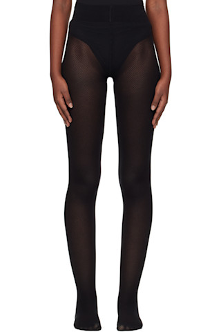 【関税込み】Wolford ブラック Net コットン タイツ Wolford: ブラック Net コットン タイツ | SSENSE 日本