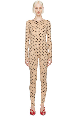 Marine Serre: Tan All Over Moon Jumpsuit | SSENSE Marine Serre: Tan All Over Moon Jumpsuit | SSENSE