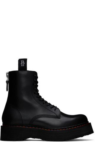 R13: Black Single Stack Boots SSENSE