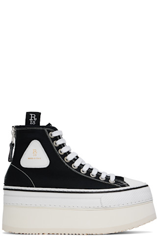 R13 Black Courtney Platform High Top Sneakers SSENSE UK