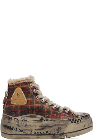 R13: レッド Kurt ハイカットスニーカー | SSENSE 日本 R13: レッド Kurt ハイカットスニーカー | SSENSE 日本