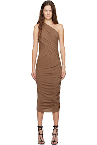 VIP【関税送料無料】希少 Rick Owens Lilies Amira dress Tan Porterville Amira Midi Dress by Rick Owens Lilies on Sale