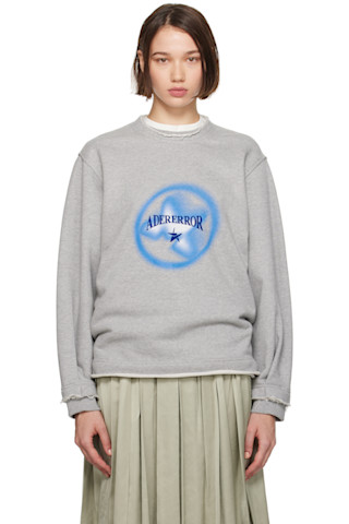 ADER ERROR グレー フロックグラフィック スウェットシャツ トップス