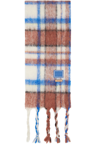 ★2023FW新作★ADERERROR★Cland plaid muffler Brown & Blue Cland Plaid Muffler Scarf by ADER error on Sale
