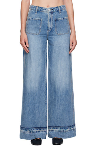 【関税込み】rag & bone ブラック Marina ワイドレッグジーンズ rag & boneのブルー Marina ワイドレッグジーンズがセール中