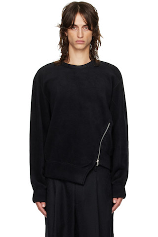 Comme des Garçons Homme Deux: ブラック ジッパー スウェット Comme des Garçons Homme Deux: ブラック ジッパー スウェット