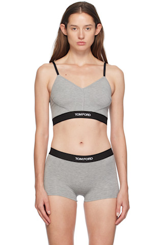 【関税込み】TOM FORD グレー シグネチャ ブラレット TOM FORD: グレー シグネチャ Vネック ブラレット | SSENSE 日本