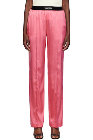 【関税込み】TOM FORD ピンク ストレッチシルク パジャマパンツ TOM FORD: ピンク ストレッチシルク パジャマパンツ | SSENSE 日本