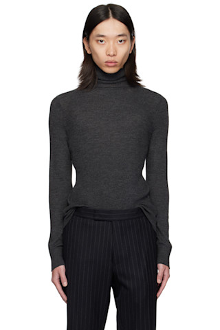 【関税込み】TOM FORD グレー ウール&シルク タートルネック TOM FORD: グレー ウール&シルク タートルネック | SSENSE 日本