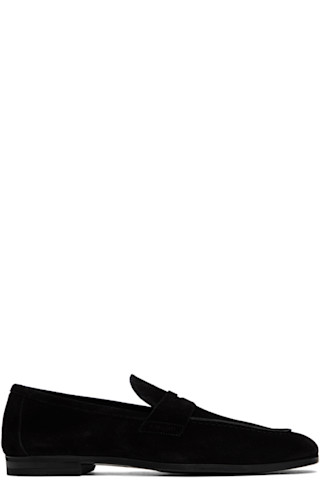 【関税込み】TOM FORD ブラック スエード Sean ペニーローファー TOM FORD: ブラック スエード Sean ペニーローファー | SSENSE 日本