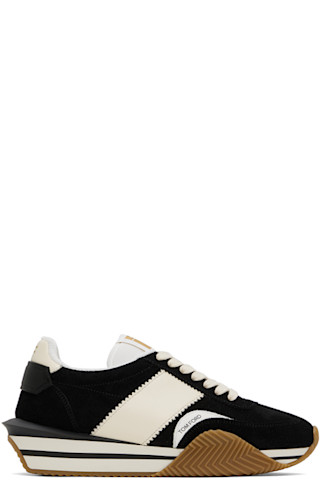 【関税込み】TOM FORD ブラック&オフホワイト James スニーカー TOM FORD: Black & Off-White James Sneakers | SSENSE