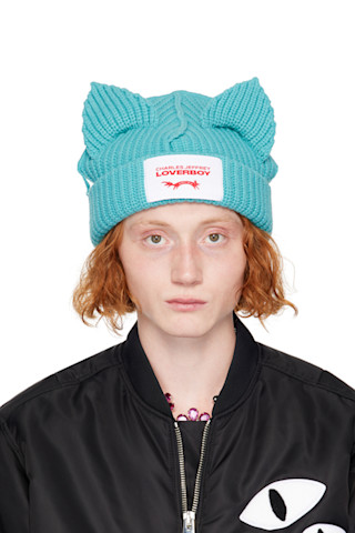 timelesz着用【Charles Jeffrey Loverboy】Polka Dot Beanie NAVY + ECRU POLKADOT CHUNKY EARS BEANIE – 017 Shop