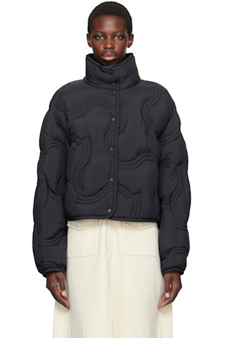 Moncler: ネイビー Beryl ショート ダウンジャケット | SSENSE 日本