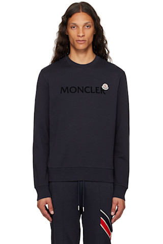 【関税込み】Moncler ネイビー ライン スウェットシャツ 242111M204018_1.jpg