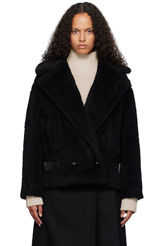 【関税込み】Max Mara ブラック Radice フェイクファー コート 242118F059059_1.jpg