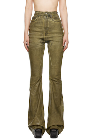 Green Porterville Bolan Bootcut Jeans by Rick Owens DRKSHDW Green Porterville Bolan Bootcut Jeans by Rick Owens DRKSHDW